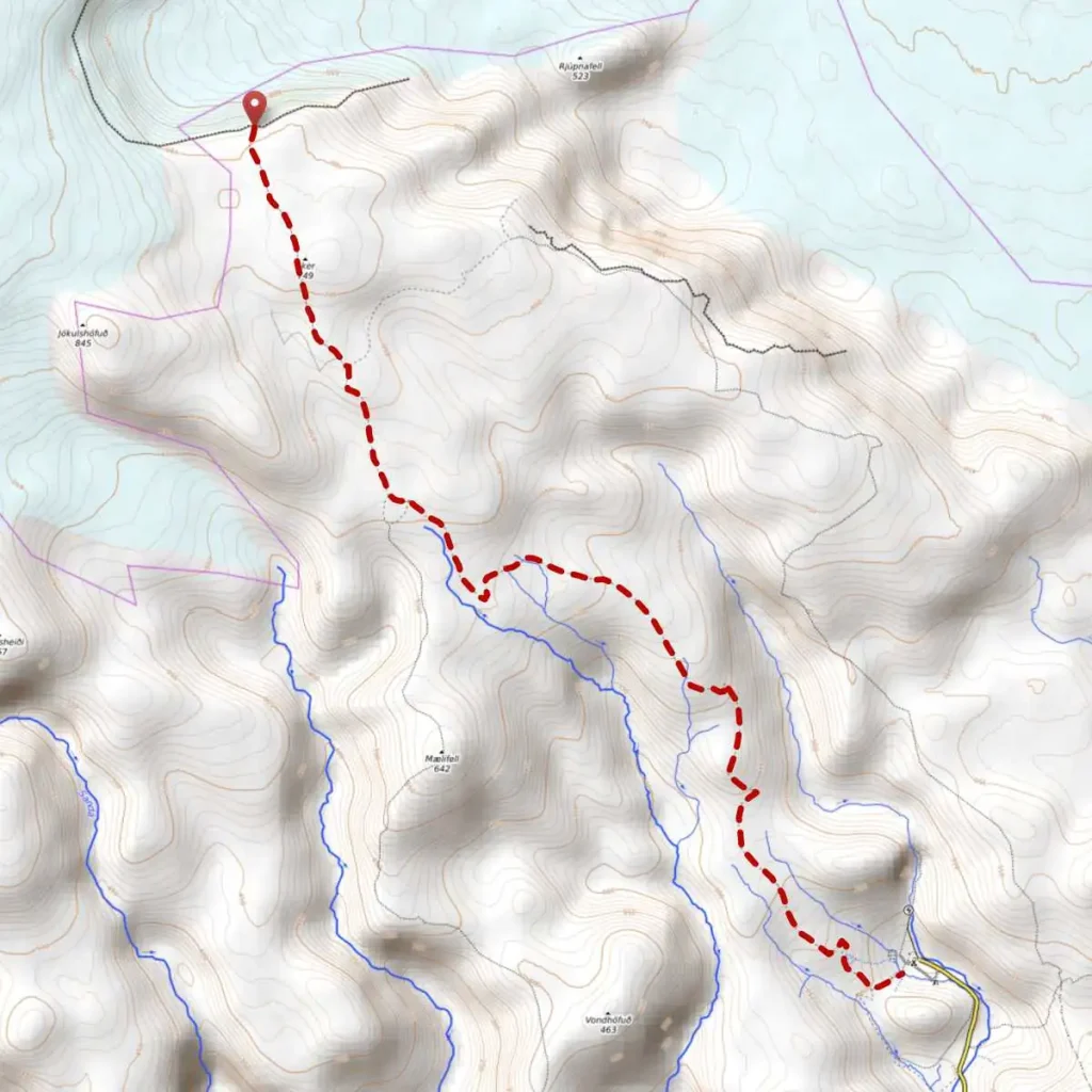 Mapa del trekking por Islandia